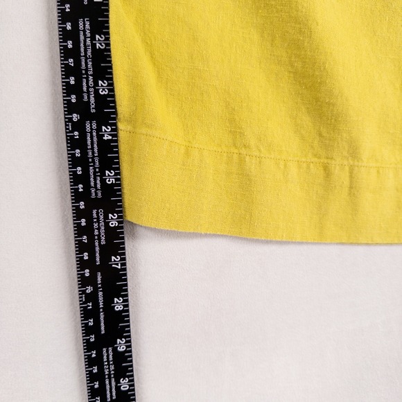 Jessica Simpson Pants Womens Large Yellow Green Wide Leg Ankle Cargo Linen Blend - Picture 6 of 9